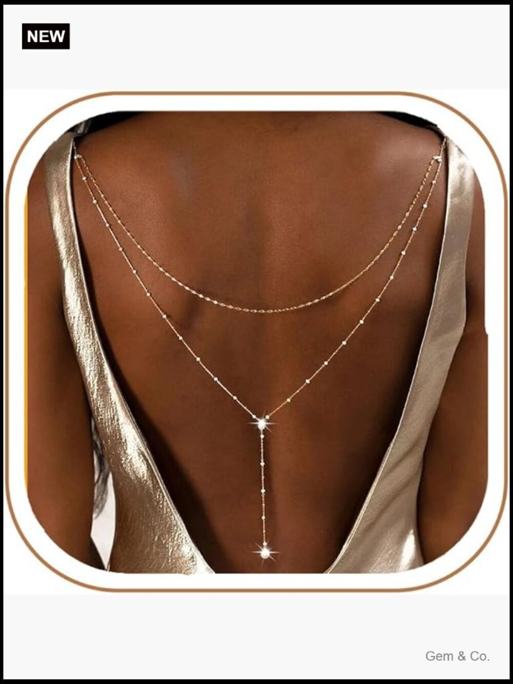 Gold Back Necklace for Backless Dress Body Chain Jewelry Dainty Chain
